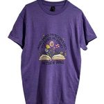 Gildan Book shirt small woman 100% cotton purple bookworm handmade NEW Photo 0