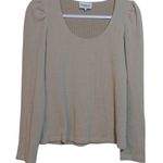 FRNCH  Women's Tan Knit Ribbed Long Sleeve Stretch Top Size M Photo 0