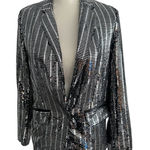 VICI  Silver Black Metallic Mirror Jacket Blazer Size Small Photo 0