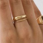 Boutique NEW 14k Yellow Gold‎ Plated 925 Silver Wave Stacking Band Ring, Adjustable Photo 2