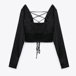 ZARA  | Satin Effect Lace Up Top Photo 7