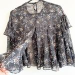 ZARA Sheer Floral Ruffle Top - Small Photo 3