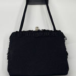 Vintage Black satin fringe bag. Black Photo 0