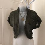 Y2K green knit crop cardigan bolero jacket sweater top shirt short sleeve #boho #hippie #indie #festival #cottagecore Photo 1