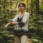 Vintage America Blues Women Tunic Top Boho Paisley Print Lace Trim Sz L Trendy # White Size L Photo 8