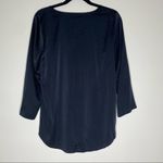 Eileen Fisher  Silk Top Black Blouse Shirt Spandex Blend 3/4 Sleeve Small Photo 2