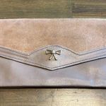 Leather Suede Envelope Clutch Bag Tan Gray Neutral Bow Vintage Bohemian Festival Brown Photo 0