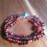 Indian Garnet and Seed Bead Triple Strand Magnetic Clasp Bracelet Photo 5