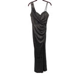 XScape Black Metallic Maxi Dress One Shoulder Draped Padded Cups Womens Size 8 Photo 1