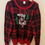 Holiday Time  Ugly Christmas Sweater Women’s  Sz XL Plaid Merry Bright Red Plaid Photo 0
