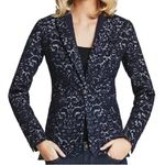 CAbi Jacquard Wool Blend Midnight Blue Damask Blazer size 8 Photo 3
