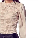 NWT DO+BE Silk Ruched Bodice Blouse in Satin Champagne / Blush Pink Photo 3