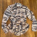 ZARA NWOT & other stories peplum Long Sleeve velvet stripe zip back blouse XS Photo 1