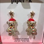 Piper K | Whimsical Christmas Teddy Bear Earrings Gold Photo 2
