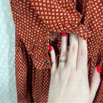 Anthropologie ‎ Holding Horses Orange White Tiered Button Up Top Photo 3