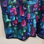Laurence Kazar Vtg Silk Beaded Sequined Checkered Jacket cute Multicolor Size L Photo 10