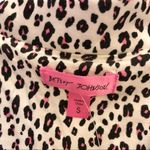 Betsey Johnson Cheetah Print Button Up Short Sleeve Pajama Top White Black Small Photo 2