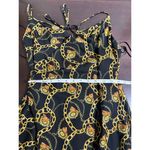 ASTR The Label Mini Dress Chain Reaction Black Gold Chain Print Tie Back Photo 7