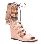 Free People  Solstice Fringe Wedge Blush Size 39 Photo 3