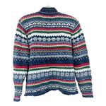 Tiara International Tiara Int (M) VINTAGE Y2K Womens Blue Nordic Fair Isle Knit Full Zip Sweater Photo 1