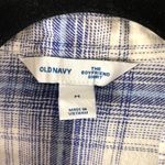 Old Navy  Womens Plaid The Boyfriend Flannel Shirt Blue & White M Photo 2