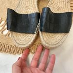 Vince  Edina Black Croc Embossed Black Leather Espadrille Sandal Platform Edie 11 Photo 5