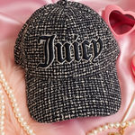 Juicy Couture  Black & White Tweed Baseball Cap Rhinestone Logo One Size NWT Photo 0