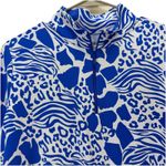 IBKUL Icefil Bianca Navy Animal Print Short Sleeve Sun Shirt LARGE Blue Photo 5