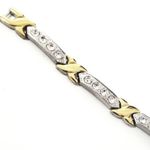 Stainless steel magnetic bracelet w/CZs 7.5" Silver Photo 2