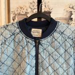 Ashley by 26 International Blue Quilted Denim Bomber Jacket Zip Front Casual Streetwear Layering Photo 4