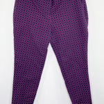 Kenar Navy Blue Pink Printed Cropped Stretch Slim Leg Pants Women's Size 10 Photo 0