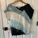 Red Haute  tie dyed bubble gauze top size small white light blue black Photo 0