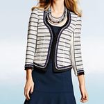 White House | Black Market WHBM Navy & White Tweed Blazer Photo 7