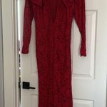 Free People jumpsuit. Red lace w/ deep V & shoulder detail. Color-red size small Photo 7