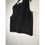 Erika VINTAGE  Vest Size Large Black 100% Leather Suede Crochet Boho Western Photo 2