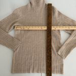 Halston Heritage HALSTON Beige Ribbed Turtleneck Sweater 100% Extra Fine Merino Wool WomensSmall Photo 6