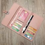 Pink Foldable Long Wallet, Mobile Phone Bag, Snap Button Purse With Card Slots Photo 2