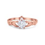(Size 10) Rose Gold Sterling Silver Claddagh Heart CZ Promise/Wedding Ring Photo 0