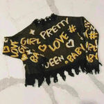 Full Circle Trends Cropped Frayed Knit VNeck Sweater Pretty Print Women's Medium Photo 6