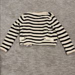 Massimo Dutti  Black and Cream Striped Cardigan Photo 1