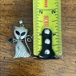 Silver Cat Pendant with Onyx and Rhinestone Accents Photo 2