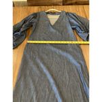 Padova Colombia kaftan denim jean balloon sleeve v neck boho resort Midi dress 6 Blue Photo 4