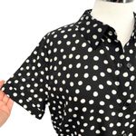 W5 Polka Dot Button-Up Twist Hem Blouse Short Sleeve Black White Size Medium NWT Photo 2