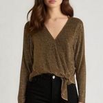 Michael Kors Surplice Neck Tie Waist Top glittery blouse Photo 0