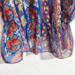 Angie boutique boho patchwork floral peplum top, semi sheer, size small Photo 3