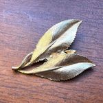 Vintage Double Leaf Clasp Pinless Brooch Pin Gold Tone Photo 1
