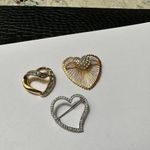 Monet Lot Of 3 Pretty Rhinestone Heart Shaped Brooch Pins 1 Photo 6