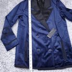 One Teaspoon Women's Navy Issue Velvet Blazer Long Sleeve Blue Black XS Velour Photo 7