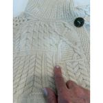 Carraig Donn Patchwork Merino Wool Wide Collar Irish Cardigan Cream Women's Size XL Photo 9