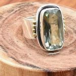 Green Amethyst Vintage Two Tone Band Silver Photo 4